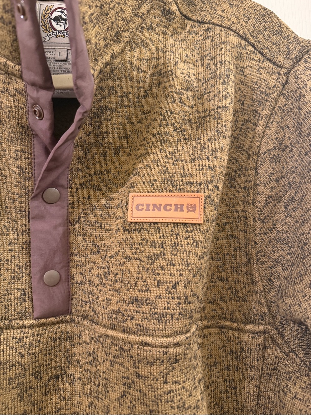 Cinch Men's brown Pullover with Snap Placket